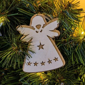 DECOLED Závesná drevená dekorácia anjel 10 × 7,5 cm