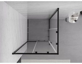 Mexen Exo, štvorcový sprchovací kút s posuvnými dverami 100x100 cm, 6mm číre sklo, čierny profil, 8111-100-100-70-00