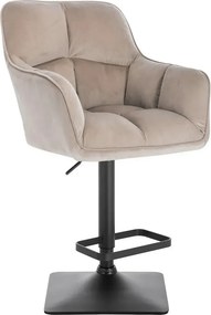 LuxuryForm DESIGN Barová stolička AMALFI VELUR na čiernej hranatej podstave - latte