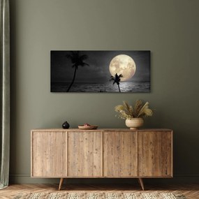 Obraz - Pláž za splnu v šedých tónoch (120x50 cm)
