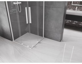 Mexen Velar Duo, sprchový kút s posuvnými dverami 90(dvere) x 90(dvere) cm, 8mm číre sklo, biela, 871-090-090-02-20