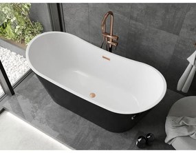 Mexen Montana, voľne stojaca vaňa 170 x 80 cm, biela-čierna, medený prepad, 52011708075-65
