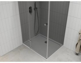 Mexen Roma, sprchový kút s krídlovými dverami 120 (dvere) x 90 (stena) cm, 6mm šedé sklo, chrómový profil + slim sprchová vanička biela + chrómový sifón, 854-120-090-01-40-4010