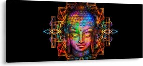 Obraz - Busta Budhu v neónových farbách (120x50 cm)
