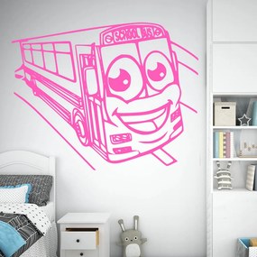 Veselá Stena Samolepka School bus Farba: růžová, Veľkosť: 40 x 32 cm