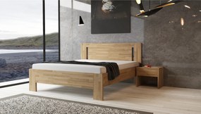Texpol LÍVIA V - masívna dubová posteľ s vertikálne deleným čelom 140 x 200 cm, dub masív