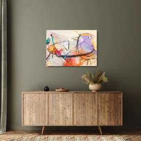 Sklenený obraz - Abstrakcia, vtáčik (70x50 cm)