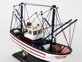Lean Toys Zberateľská rybárska drevená loď – biela 45cm