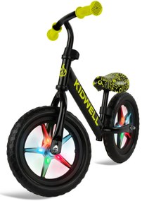 Kidwell Rebel LED balančný bicykel pre deti – LED ráfiky, EVA kolesá 28 cm, bez batérií
