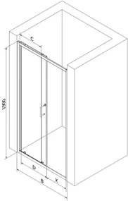 Mexen Apia, posuvné dvere do otvoru 135 x 190 cm, 6mm číre sklo, chrómový profil, 845-135-000-01-00