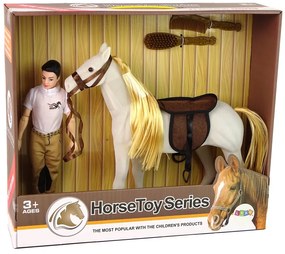 Lean Toys Bábika s bielym koňom a doplnkami