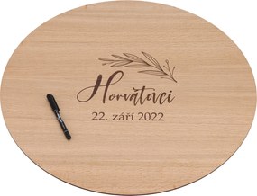 ČistéDrevo Drevená svadobná ceduľa na podpisy dub - listy