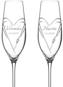 Dekorant Svadobné poháre na šampanské Aphrodite s krystaly Swarovski 2KS VARIANTA 3