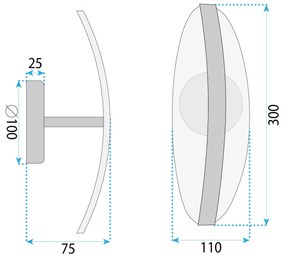 Toolight Toolight, LED nástenné svietidlo 8W, 4000K, 1000lm, G130-W, zlatá, OSW-02604