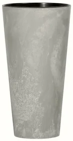 Kvetináč TUBUS SLIM BETON EFFECT s vložkou 30 cm,sivý, 30 cm