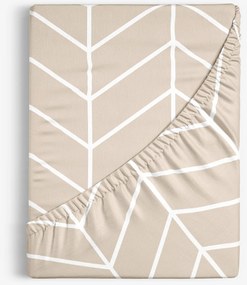 Goldea bavlnená napínacia plachta - biely cikcak na béžovom 90 x 200 cm