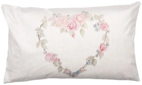 Béžová obliečka na vankúš so srdcom z ruží Rose Heart - 30*50 cm