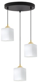 Závesné svietidlo Riffle Square, 3x biele sklenené tienidlo, b/g, o