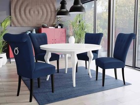Stôl Julia FI 120 so 4 stoličkami ST65, Farby: čierny, Farby: chrom, Farby:: biely lesk, Potah: Magic Velvet 2216
