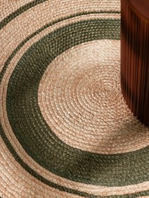 Hanse Home, Kusový koberec Jute Braided 106330 Natural Green kruh, 150x150 (priemer) kruh, zelená, chodba / predsieň