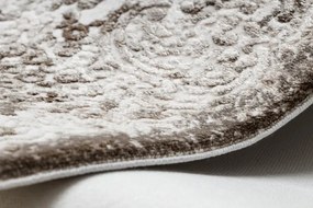 Koberec AKRYL VALS 039 Ramka Kvety slonia kosť / tmavobéžový