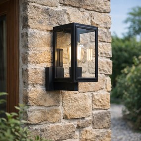 Rustikálna nástenná lampa čierna IP44 - Sutton Up