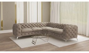 Sivobéžová zamatová rohová pohovka Chelsea – Ropez