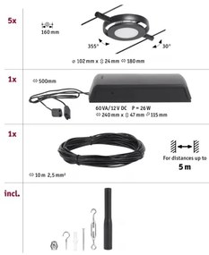 Paulmann 94418 - SADA 5xLED/4,5W Bodové svietidlo ROUNDMAC 230V čierna