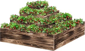 ATMOWOOD Rohový 4-patrový drevený záhon 120 x 120 x 60 cm - opálený