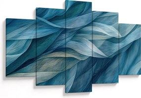 Obraz - Modrobiele vlnky (150x105 cm)
