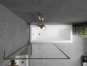 Mexen Next L, 1-krídlová vaňová zástena 90 x 150 cm, 6mm číre sklo-čierny vzor, zlatý lesklý profil, 895-090-000-03-70-50