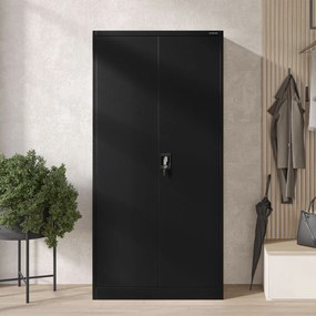 Skriňa do dielne DAWID, 900 x 1850 x 450 mm, All Black: čierna