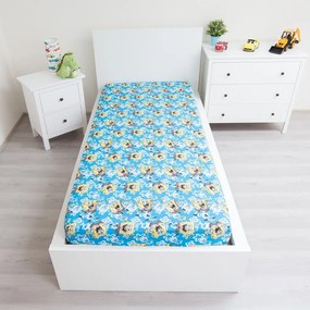Modrá napínacia bavlnená detská plachta 90x200 cm Sponge Bob "Blue" – Jerry Fabrics