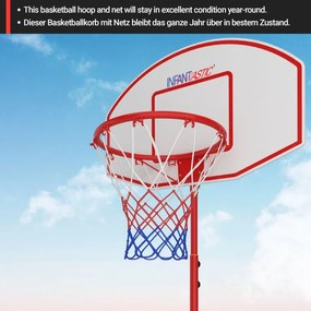 Basketbalový kôš s kolieskami, nastaviteľný 113 - 236 cm