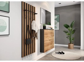 Výklopná závesná skrinka na topánky v dekore duba v antracitovo-prírodnej farbe 100x85x19 cm Renell – Germania