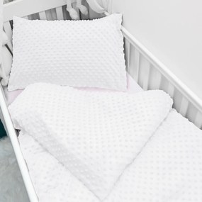 Biante Detské posteľné obliečky do postieľky Minky 3D bodky MKP-033 Snehovo biele Do postieľky 100x135 a 40x60 cm