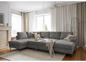 Sivá menčestrová rozkladacia rohová pohovka (ľavý roh) Lofty Lilly – Miuform