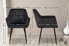 Jedálenská stolička Emia (SET 2 ks) - zamat, kovové nohy čierne - Čierna