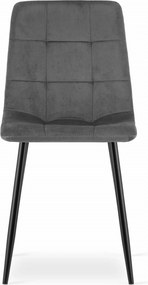AKCIA Tmavo sivá zamatová stolička KARA s čiernymi nohami II. akosť
