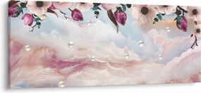 Obraz ružových kvetov s ružovým mramorom (120x50 cm)