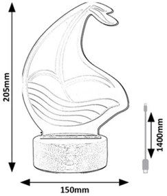 Rabalux 76001 - LED Detská stolná lampička AKALI LED/2W/5V 3000K loď buk