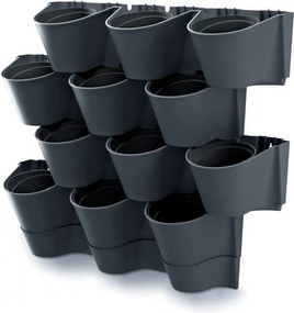 Kvetináč Prosperplast CASCADE WALL sada kvetináčov na stenu antracit