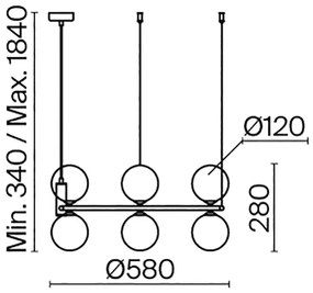 Maytoni MOD013PL-06BS1 - Luster na lanku RING 6xG9/25W/230V mosadz