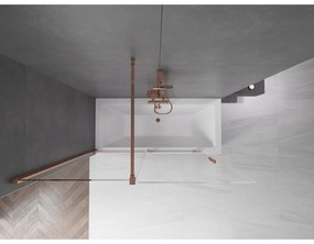 Mexen Velar, 2-krídlová posuvná vaňová zástena 150 x 150 cm, 8mm číre sklo, ružové zlato, 896-150-000-01-60