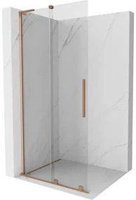 Mexen Velar L, posuvná sprchová zástena Walk-in 90 x 200 cm, 8mm číre sklo, medená matná, 871-090-003-03-65