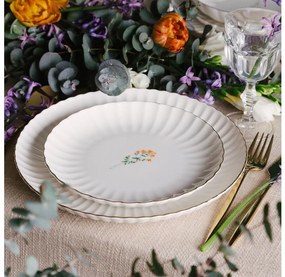 27-dielna jedálenská súprava, biela/zlatá, porcelán