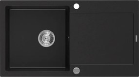 Mexen Leo - drez granitový 90x50cm, 1-komorový, čierna, 6501901010-77