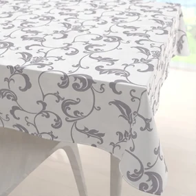 Biante Bavlnený štvorcový obrus Sandra SA-184 Sivé kvetované ornamenty na bielom 70x70 cm