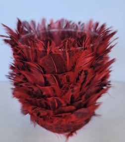 Sklenený svietnik s vínovými pierkami Tommi - Ø 7 * 9 cm
