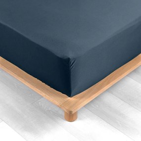 Tmavomodrá napínacia plachta z bavlneného perkálu 160x200 cm Percaline – douceur d'intérieur